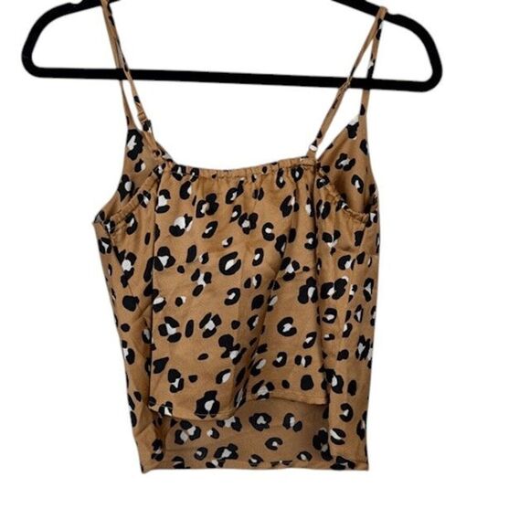 Nasty Gal Leopard Print Satin Cowl Neck Top Adjustable Strap Elastic back Size 0 - Picture 4 of 11